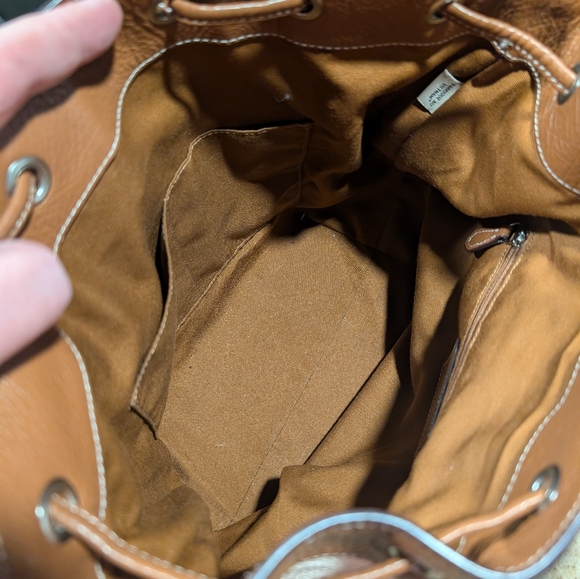 Coach Cream and Saddle Brown Mickie Drawstring Leather Shoulder Bag - Picture 5 of 7